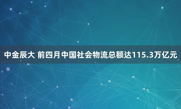 中金辰大 前四月中国社会物流总额达115.3万亿元
