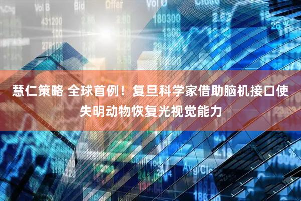 慧仁策略 全球首例！复旦科学家借助脑机接口使失明动物恢复光视觉能力