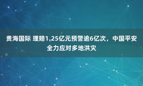 贵海国际 理赔1.25亿元预警逾6亿次，中国平安全力应对多地洪灾